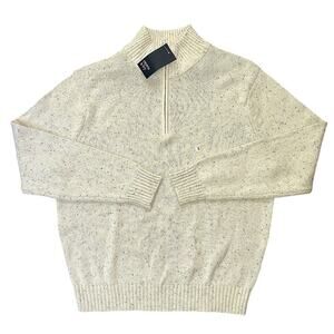 NWT Crown & Ivy Donegal 1/4 Quarter Zip Ivory Dish Sweater Men's Large
